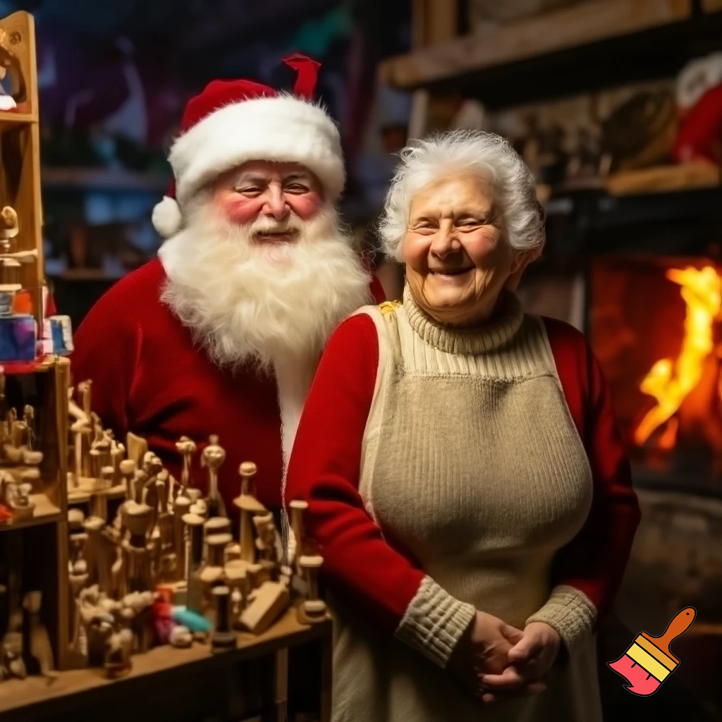 Mrs. Claus and Santa Claus.