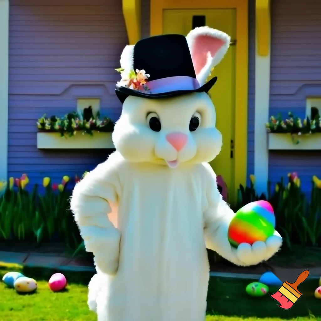 Easter bunny mascot costume top hat Easter only sells house