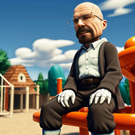 make walter white play with sans from undertale on a playground