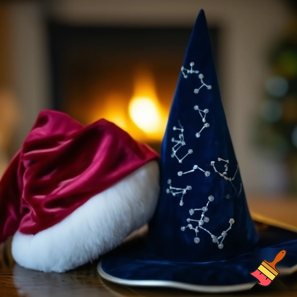 Christmas wizard hat written and velvet Santa Claus hat