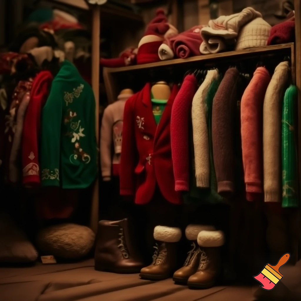 Clothes in the special room Santa Claus in the special room