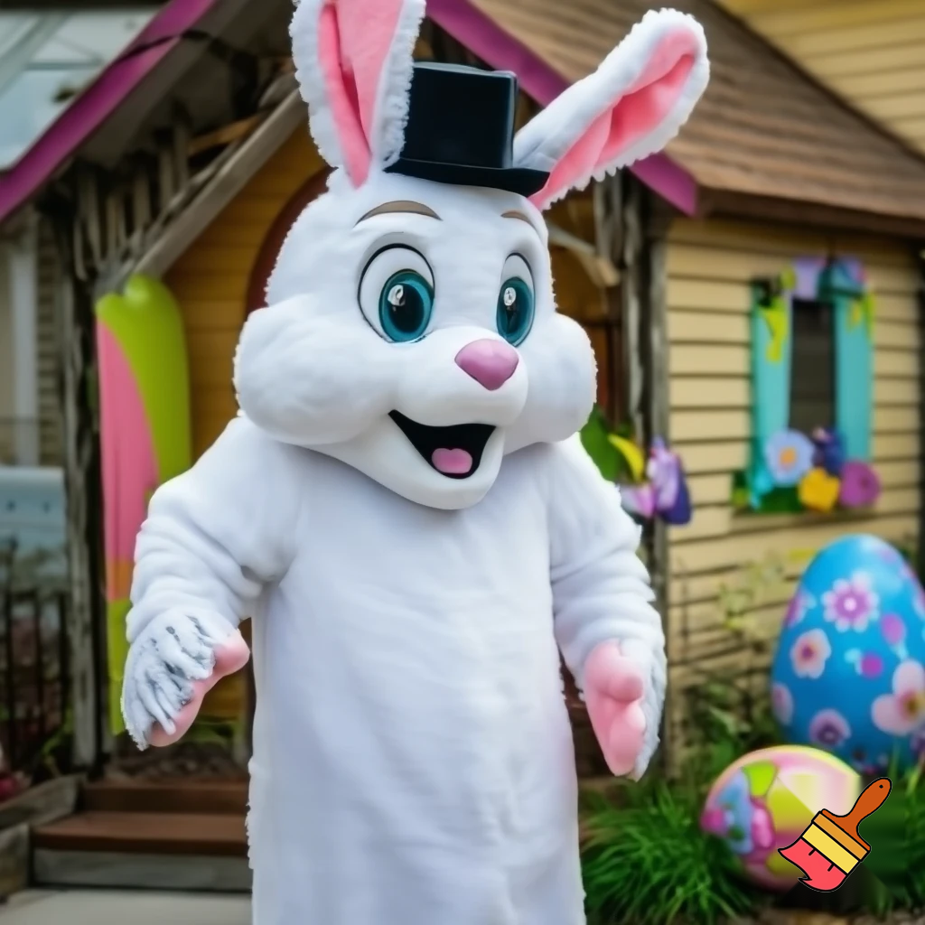 Easter bunny mascot costume top hat Easter only sells house