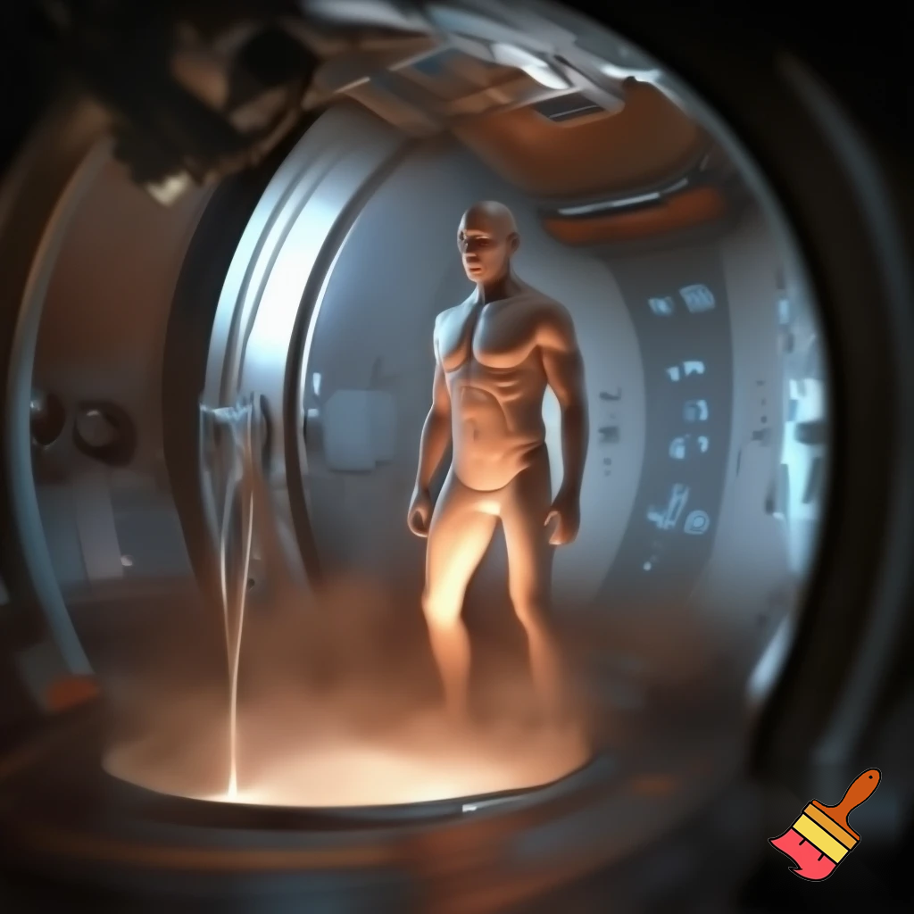 Chapter 1 — The Pod

Compact prompt:
Sterile sci-fi awakening scene — a single pod opens, warm vapor spilling out, shard of sterile light tracing curved glass with complex alien hight tech machine and tools, a proper well built muscular male humanoid stepping out: naked but composed, blank expression, clean metallic interior with glowing diagnostic glyphs underfoot, cinematic close-up, photo-realistic + painterly blend.

Settings / Steps:

Aspect ratio 4:5 (portrait) for character focus.

Camera: slightly low, 3/4 view to show pod interior and diagnostics.

Emphasize skin texture + subtle mechanical seams.

Add small depth-of-field to isolate subject.


Negative prompt: mutated hands, extra limbs, bad anatomy, cartoonish, watermark, extra fingers

Variations: silhouette profile, half-lit face, higher contrast for a dramatic poster.