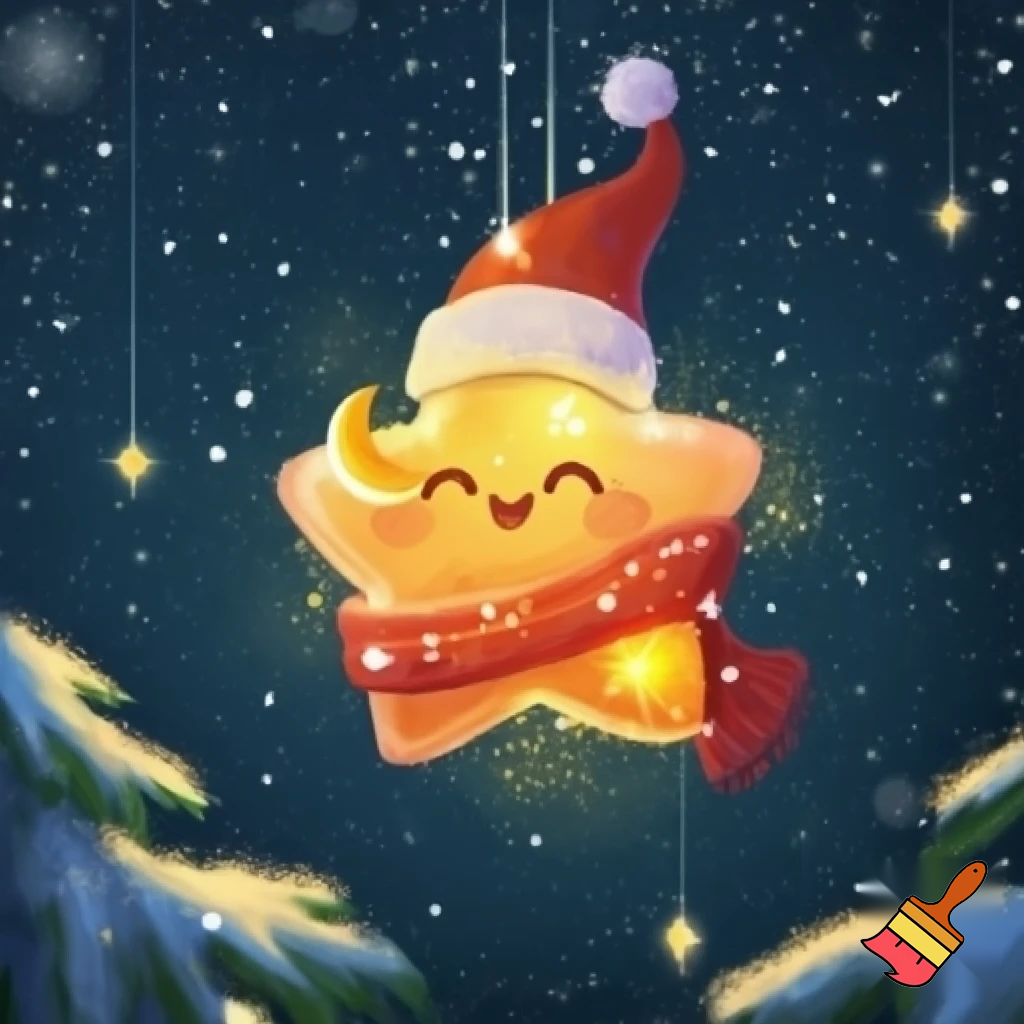 Star and the moon christmas cartoon