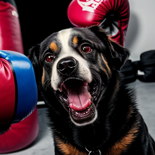 deadly dog ,sharp teeth, blood driping , face tats, nose ring ,navey bluey prisenor fit mug shot boxing gloves
