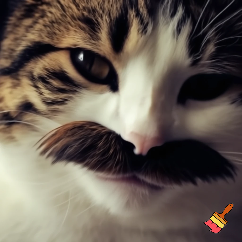 cat with mustache
