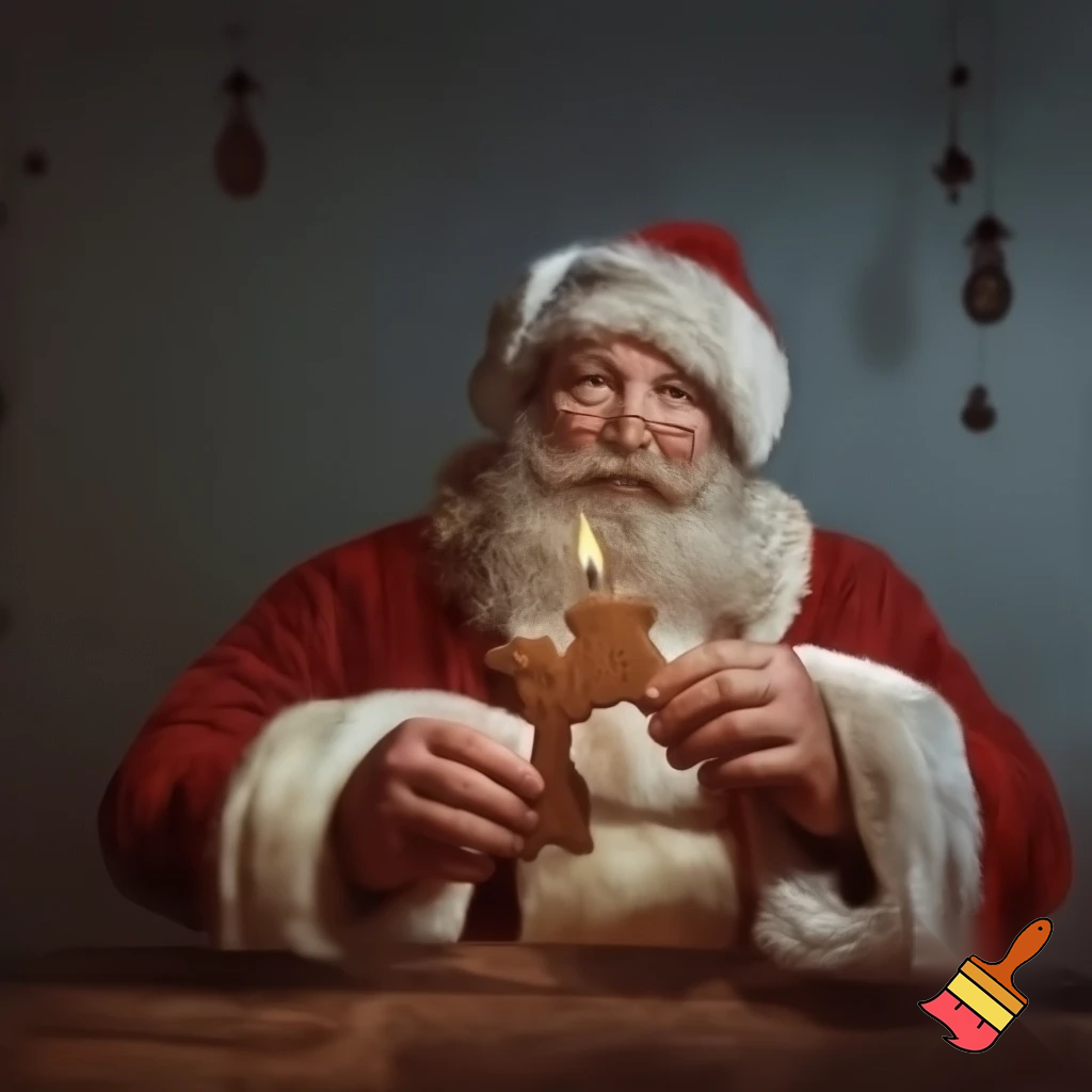 Adolf Hitler dressed as Santa eating Christmas cookies