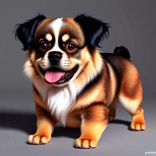 Tibetan spaniel that is fat and eating alot of food