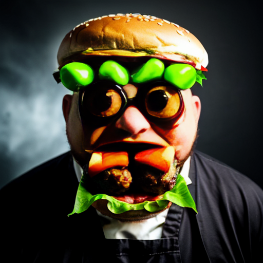 evil angry burger man scary