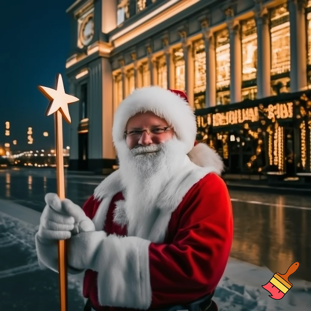  Santa Claus, Russia walking stick with a star shopping centre