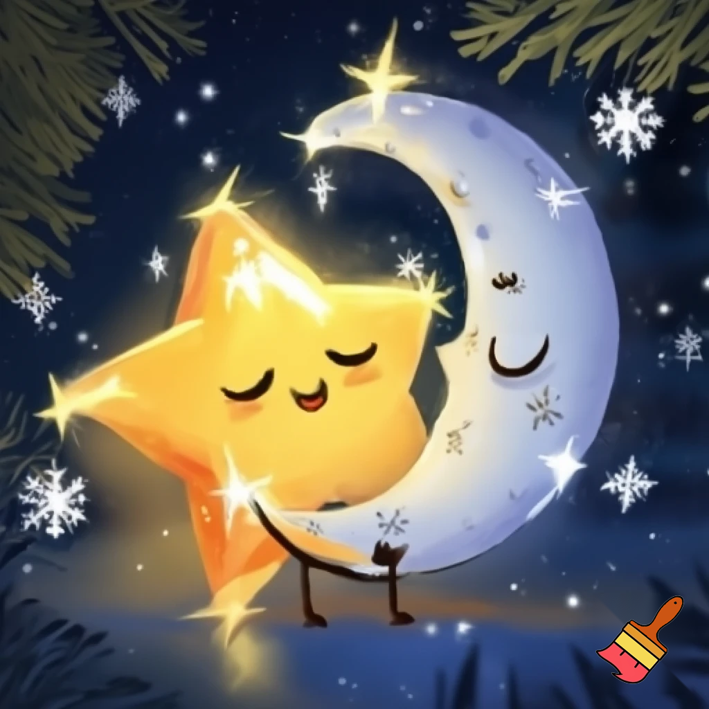 Star and the moon christmas cartoon