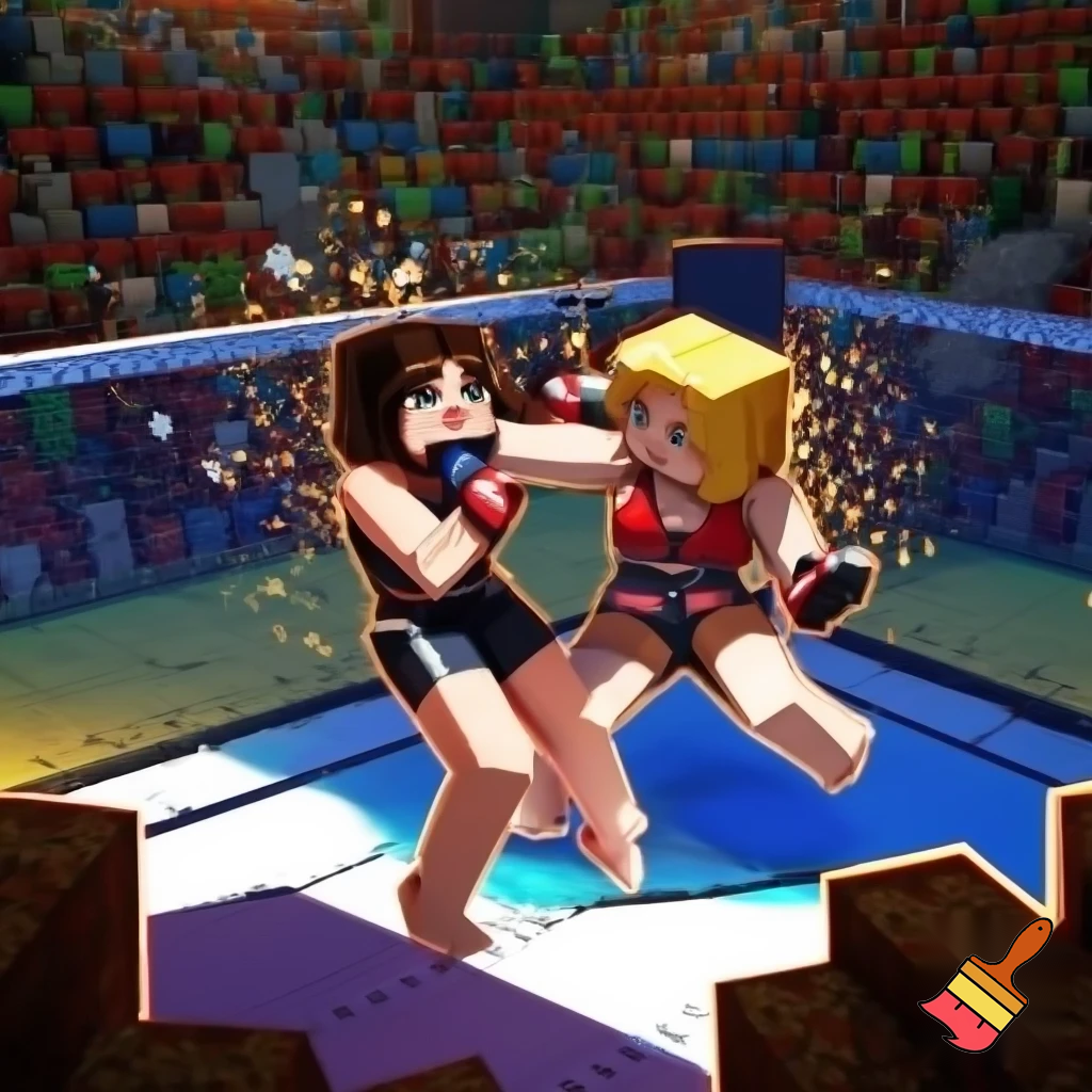 A female mma match in minecraft 