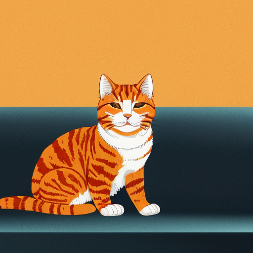 A fluffy orange cat sleeping on a sofa, peaceful expression, warm cosy colours in cartoon style