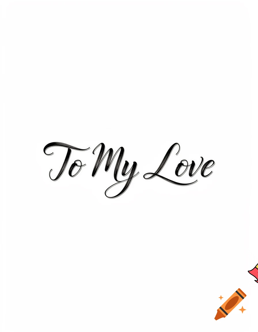 black and white manga title page, hand-drawn lettering, romantic typography, text reading “To My Love”, elegant brush ink style, soft emotional feeling, Japanese manga aesthetic, clean white background, no characters, no color