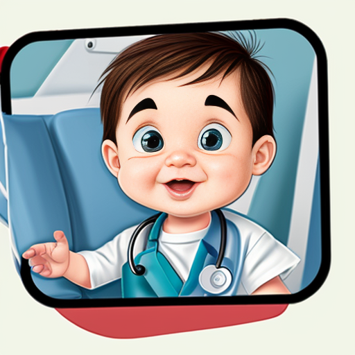 cartoon baby boy at the doctor
