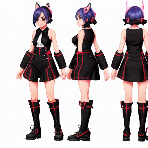 a reference sheet for a girl vtuber character design