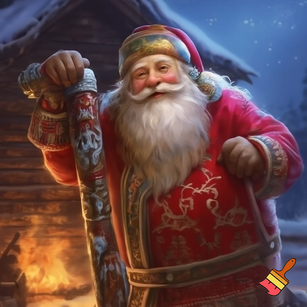 Russian walking stick Santa Claus