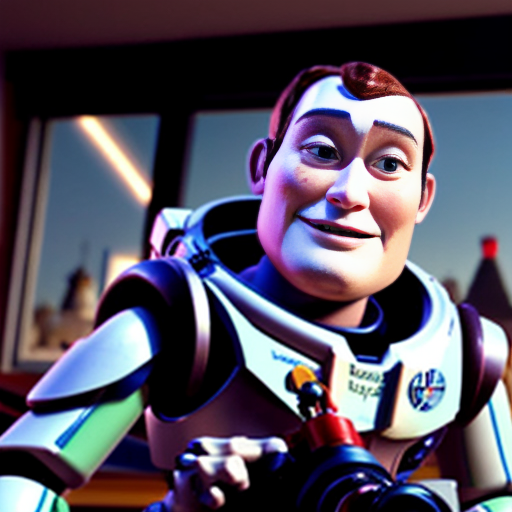 Buzz lightyear recording woody with a massive camera