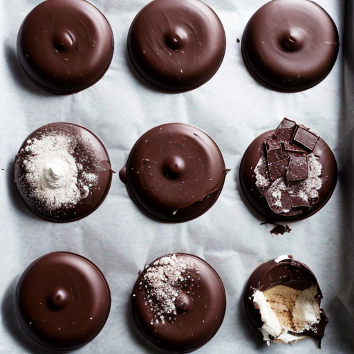 Lots of dark chocolate that is broken up into pieces. It looks messy.