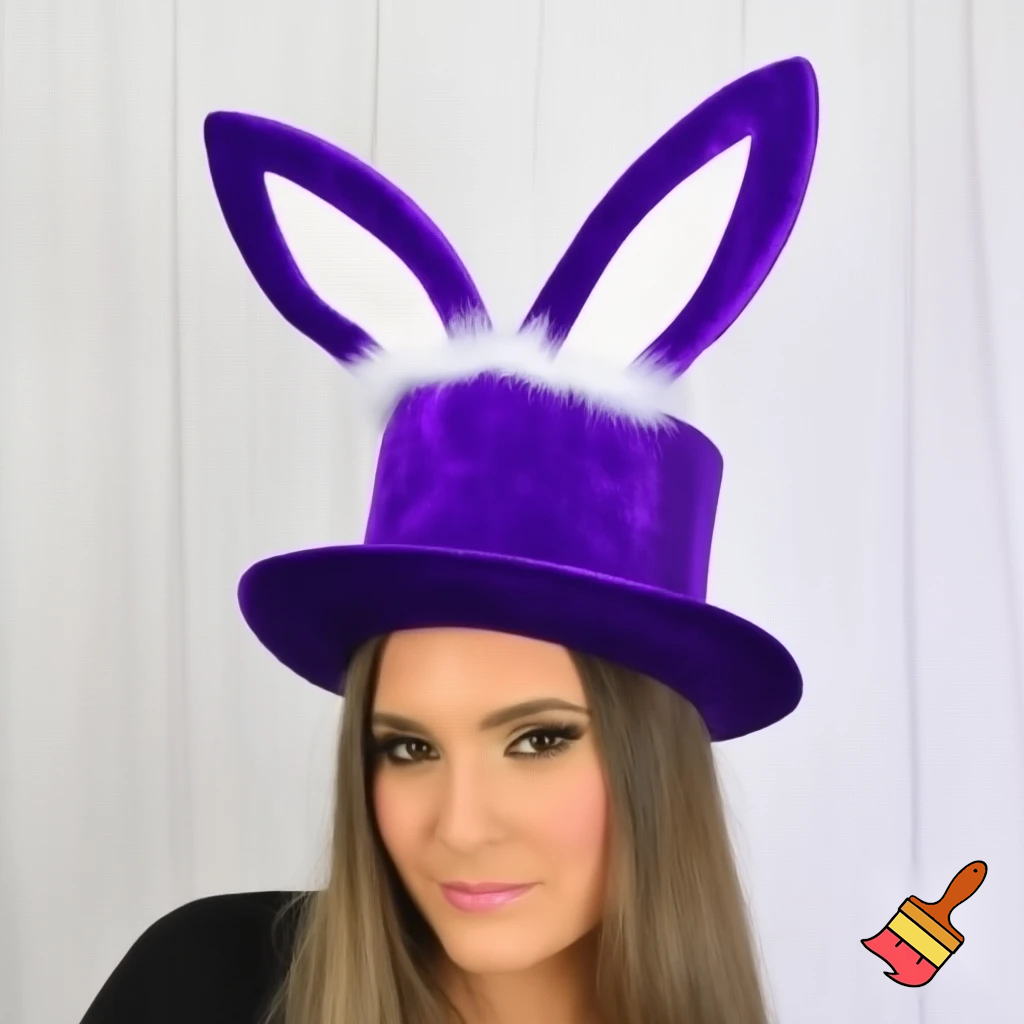 Easter bunny headband, top hat, Easter hat headband, top hat, purple and white, purple and white velvet top hat