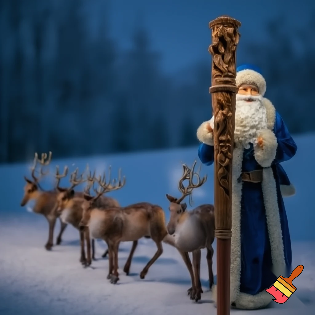 Russian Santa Claus walking stick with with t reindeers magic walking stick a plastic plastic