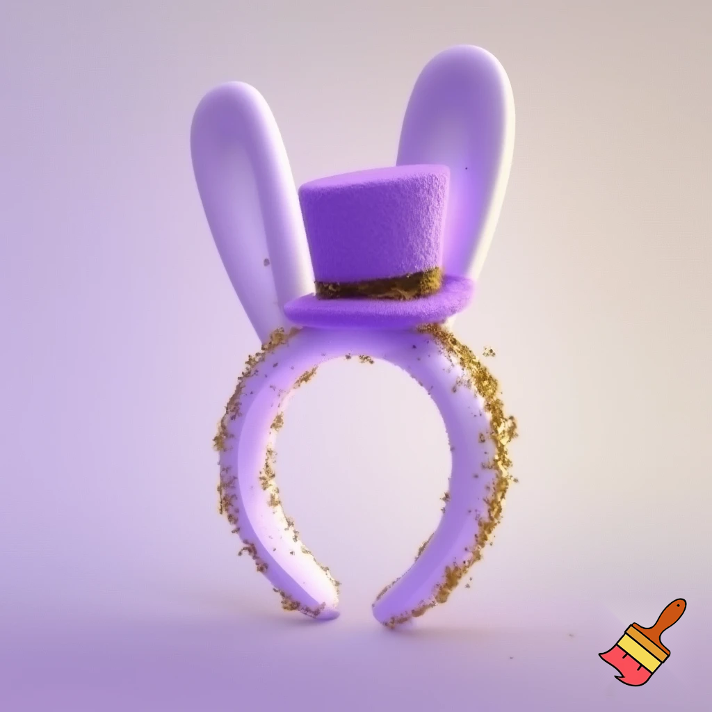 Easter bunny headband, top hat, purple and white with glitter gold glitter