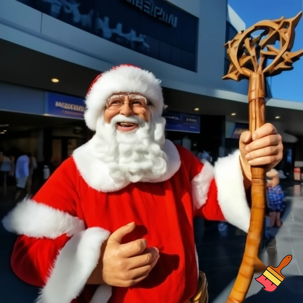 Santa Claus, Russia walking stick with the start the real Santa Claus shopping Centre in Australia
A star