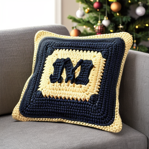 “Turn this image into a hyper-realistic tapestry crochet pillow front panel. Keep the exact Stranger Things layout: three rows of bold black painted alphabet letters with Christmas lights above each row. Recreate the entire design using tight crochet stitches, visible yarn loops, pixel-like stitch blocks, and clean square edges. Make the colors of the lights match the original — red, blue, yellow, white, and green — but rendered as crocheted yarn. Add realistic fiber texture, slight stitch shadowing, and the look of a hand-made crochet square ready to be assembled into a pillow.”