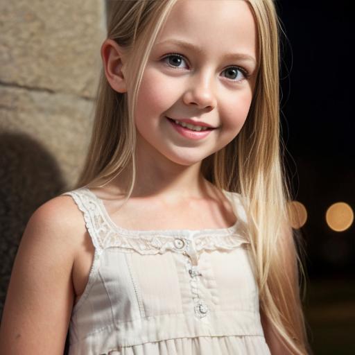 finnish little girl at night dress, very beautiful and eager, long blonde hair, mom at background, close up