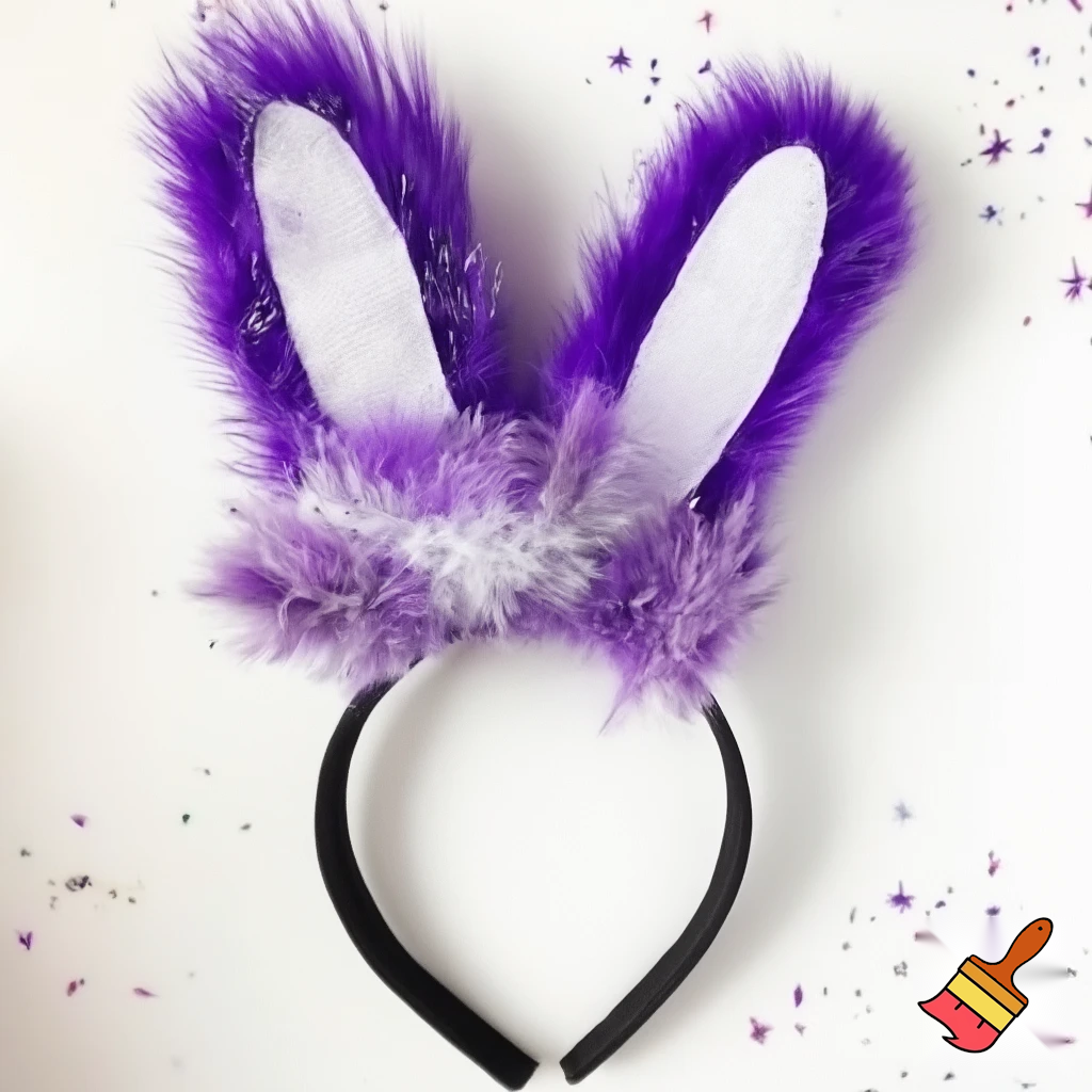 Special top hat headband Easter headband with rabbit, ears, purple and white purple and white with glitter
