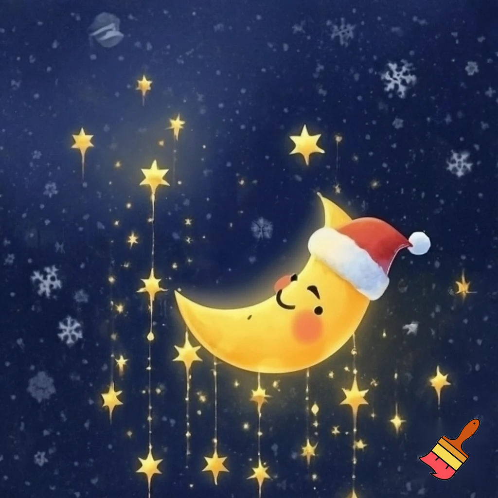 Star and moon christmas cartoon