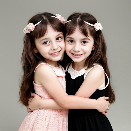 Tạo hình ảnh hai chị em ôm nhau chị tên di em tên mi