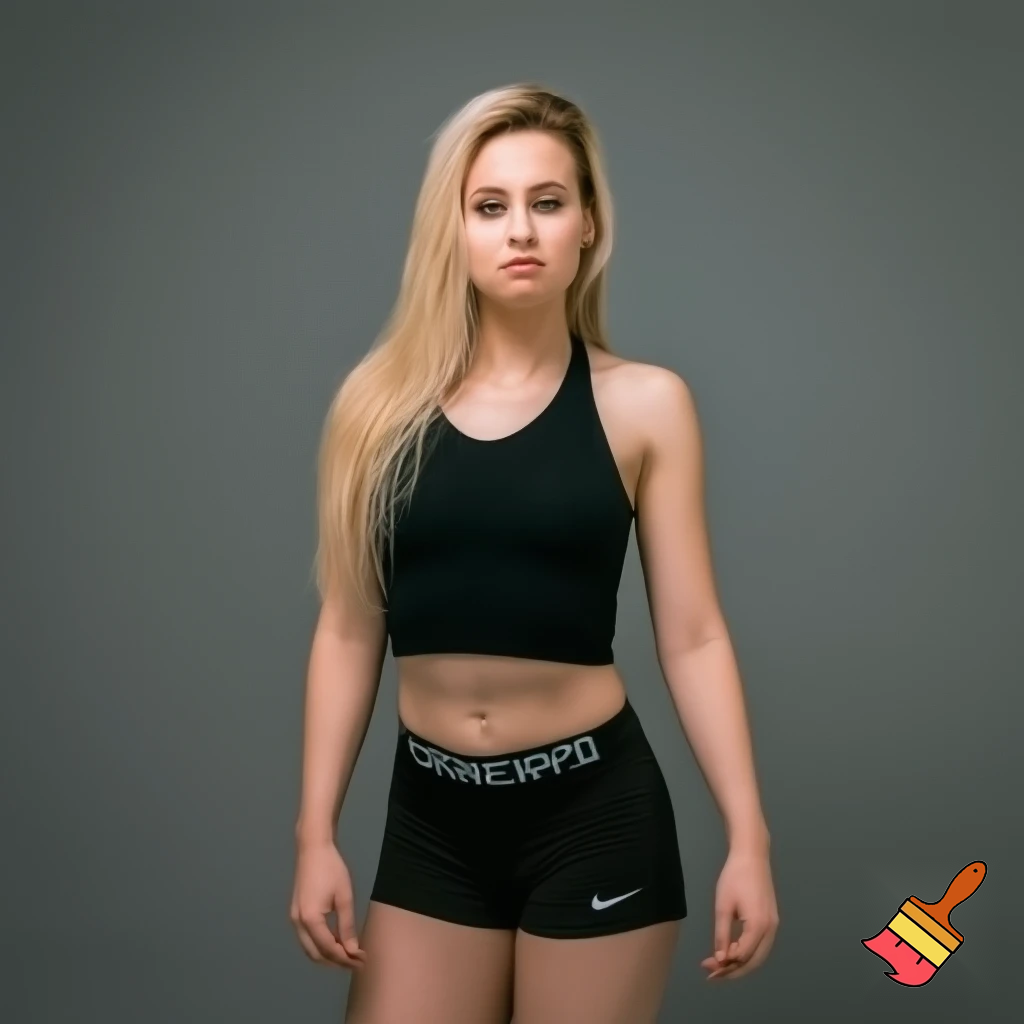 blonde woman in Nike pro shorts