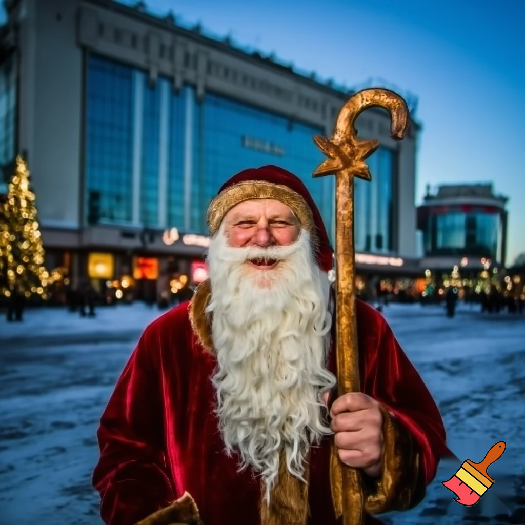 Santa Claus, Russia walking stick with a star shopping centre