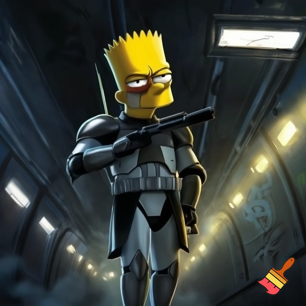 Bart simpson wearing clone trooper armour