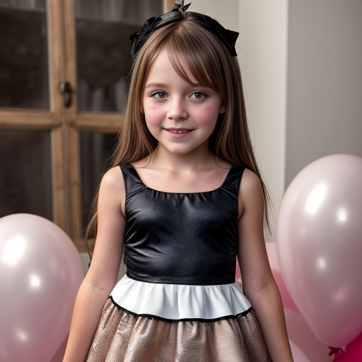swedish brunette little girl  at party dress, very beautiful, on the party, brown eyes