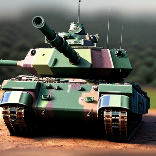 Realistic editorial image of a K2 GF main battle tank for a Polish defense article. Show the tank at dusk in a dramatic battlefield setting. Add subtle blue holographic tactical overlays around the tank to suggest a modern battlefield management system. Include a faint digital map grid, friendly unit markers, route lines, sensor icons, and a compact command interface near the turret. Keep the tank realistic and clearly visible. Emphasize steel armor, long main gun, rugged tracks, and military camouflage. Use moody lighting, strong rim light, and subtle screen-like reflections on the hull. Three-quarter front low-angle view, landscape 16:9, magazine hero image style.