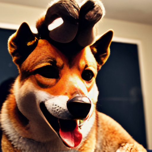 a guy with a dingo on his head and he is licking the screen aggressively 