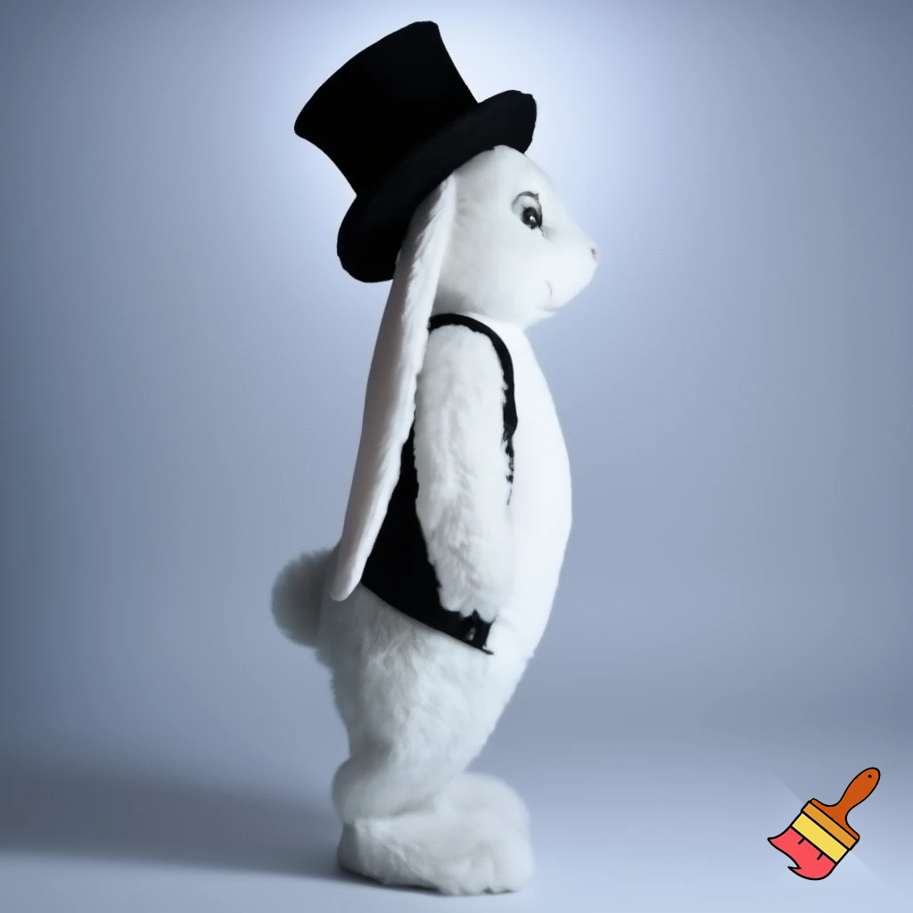 Easter bunny mascot with the top hat costume🏬🌟