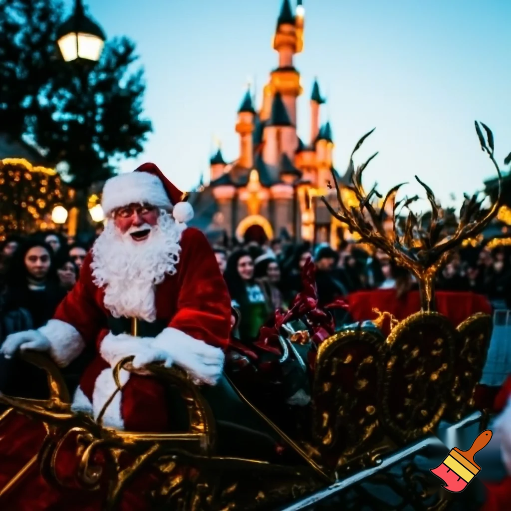 Santa Claus, France parade Paris Disneyland Santa sleigh castle