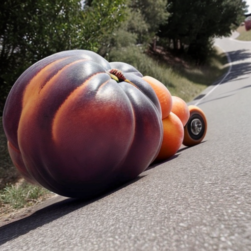 Giant peach rolling down hill ai