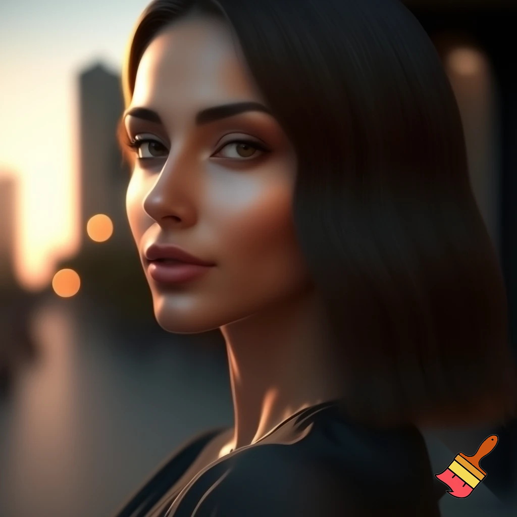 Beautiful woman has her nose upturned 
