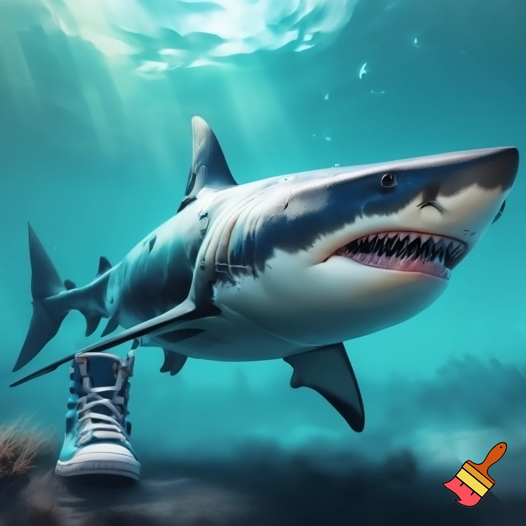 shark with blue shoes
