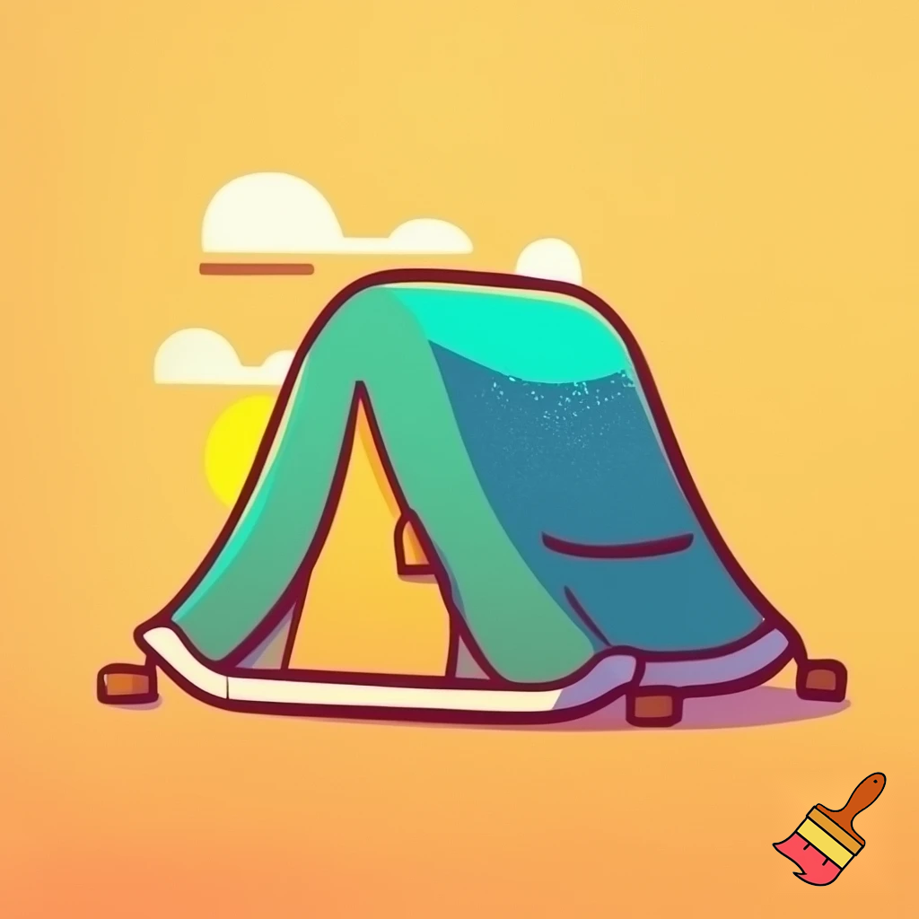 single icon of tent in cartoon style 