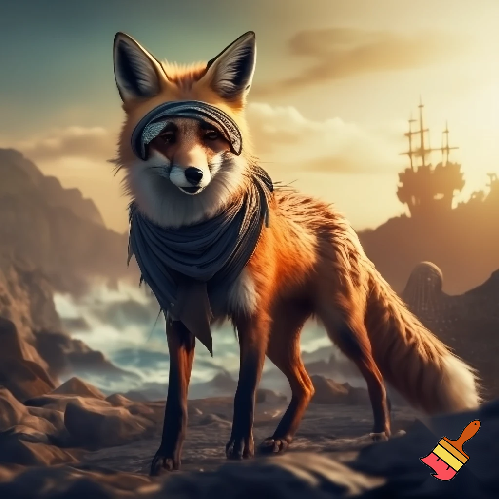 Fantasi realistisk pirat ræv på fire ben