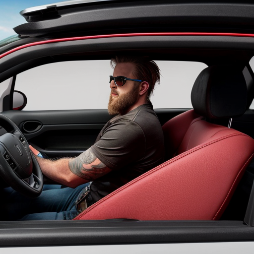 Blaidd from Elden Ring driving a Geo Metro convertible 