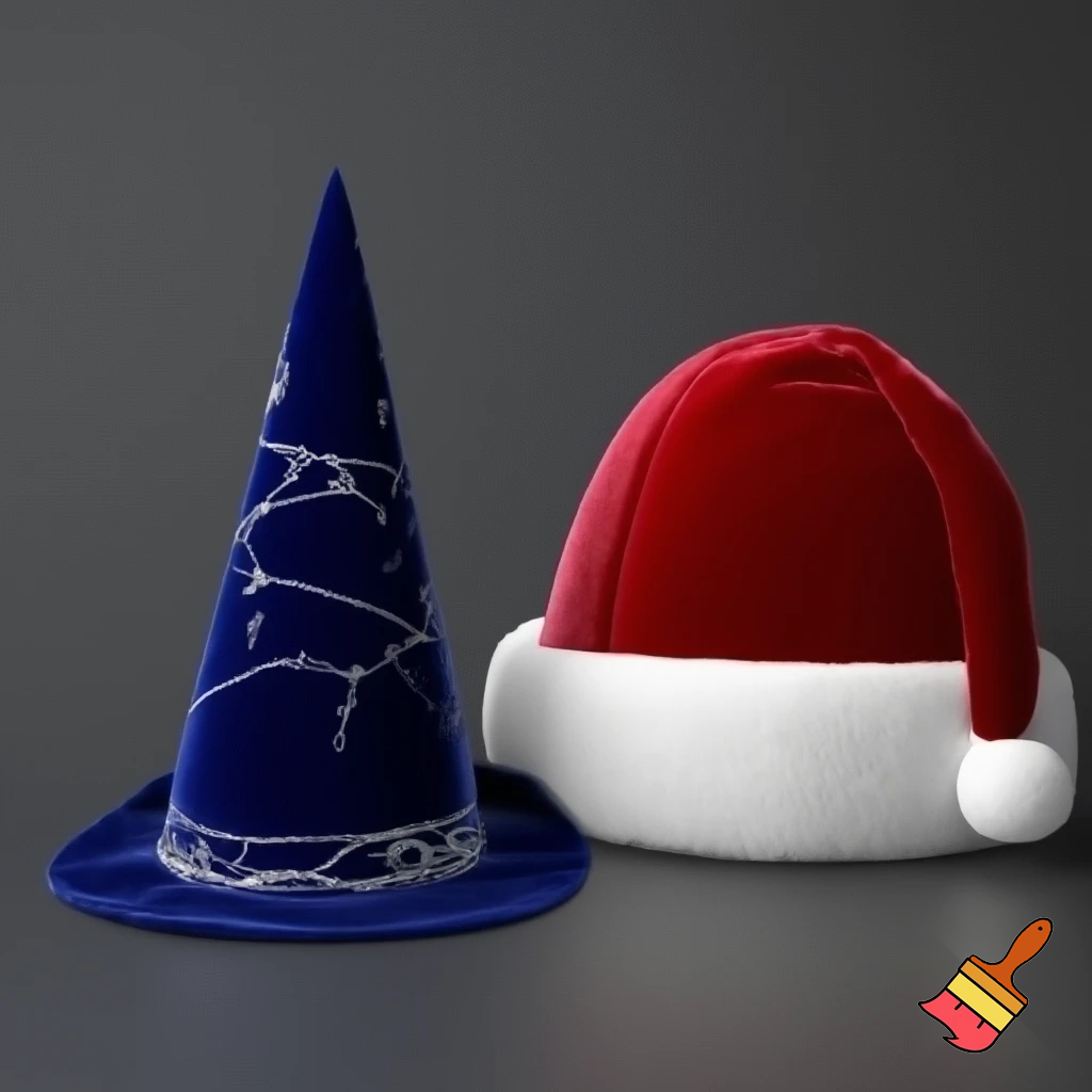 Christmas wizard hat written and velvet Santa Claus hat