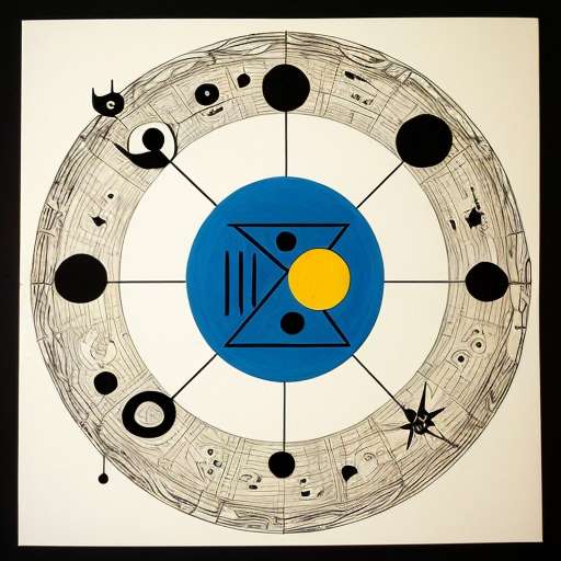 Fill a Circle with Miro and Max Ernst type elements 