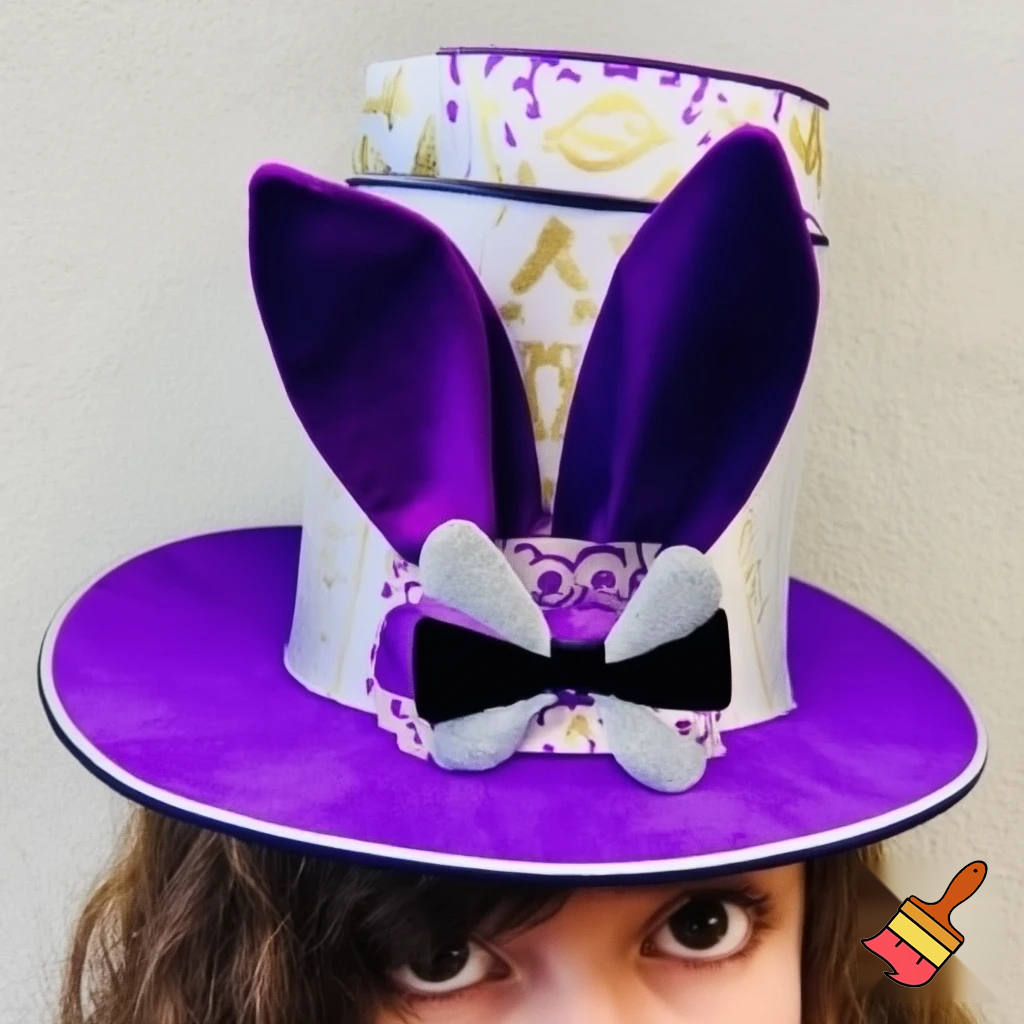 Easter bunny top hat headband, purple and white gold and silver top hat black purple dark purple special hat in delicate purple white, purple and white gold golden silver patterns Easter top hat