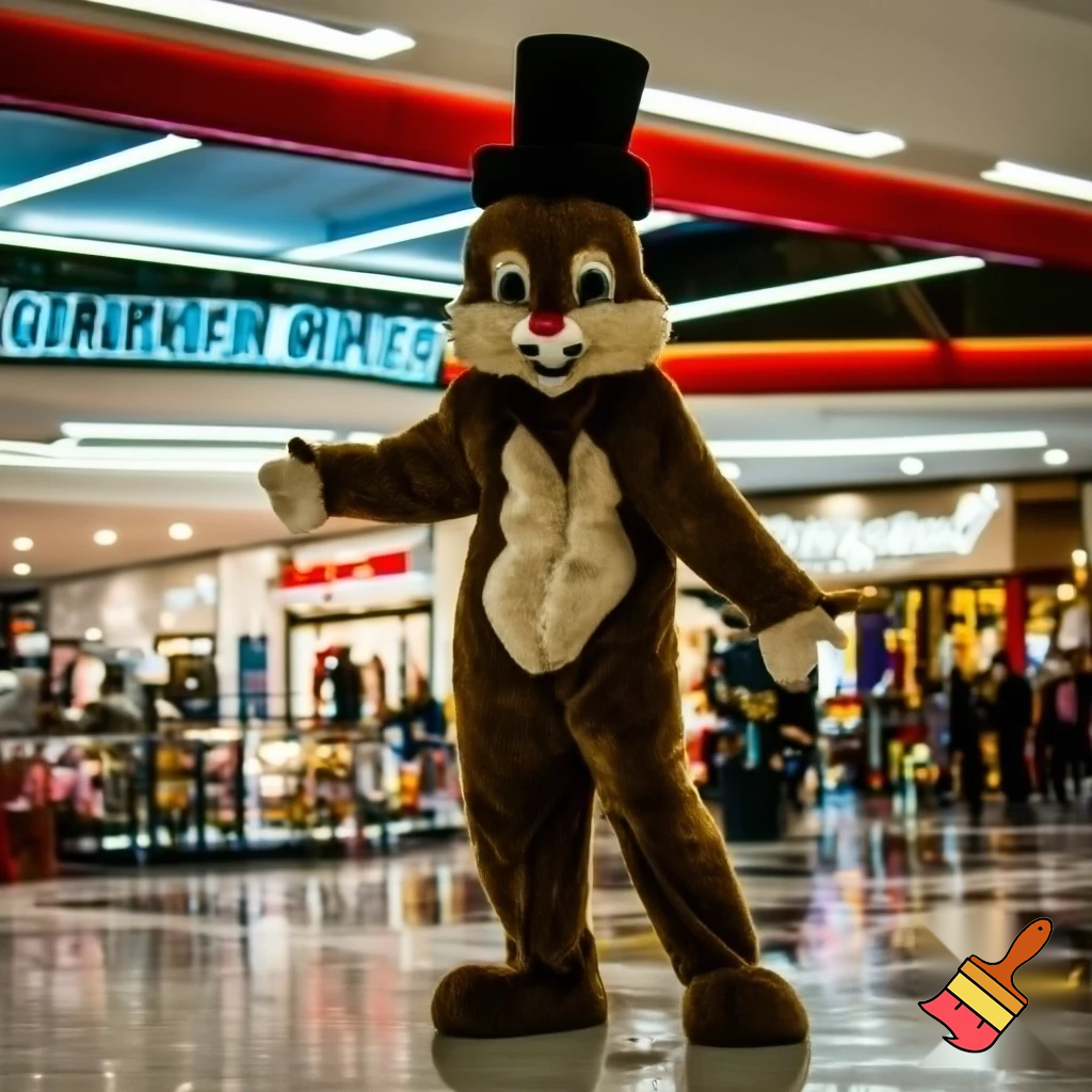 Easter bunny mascot top hat at the shopping centre mascot costume Darrell Lea magic room Australia dancing